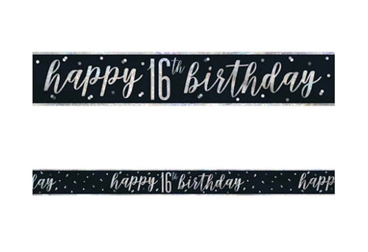 16th Birthday Black Banner