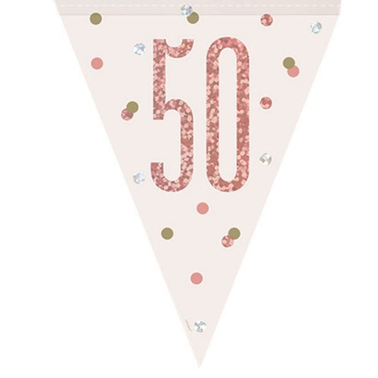 50th Birthday Rose Gold Bunting