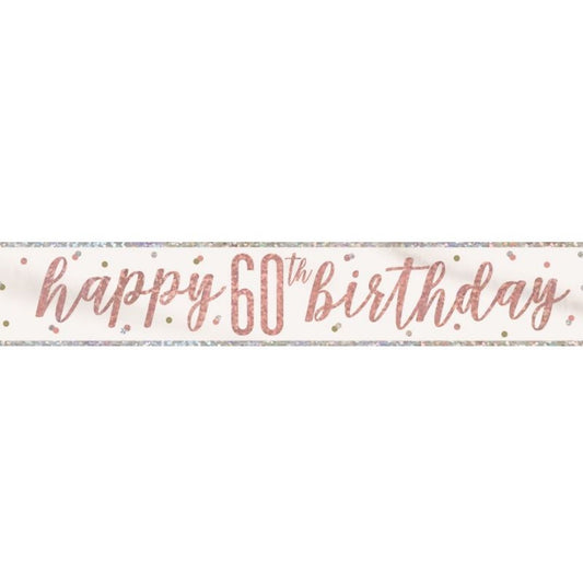 60th Birthday Rose Gold Banner