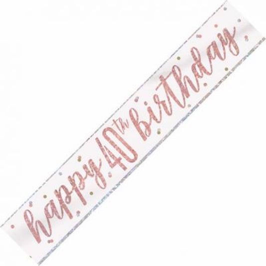 40th Birthday Rose Gold Banner