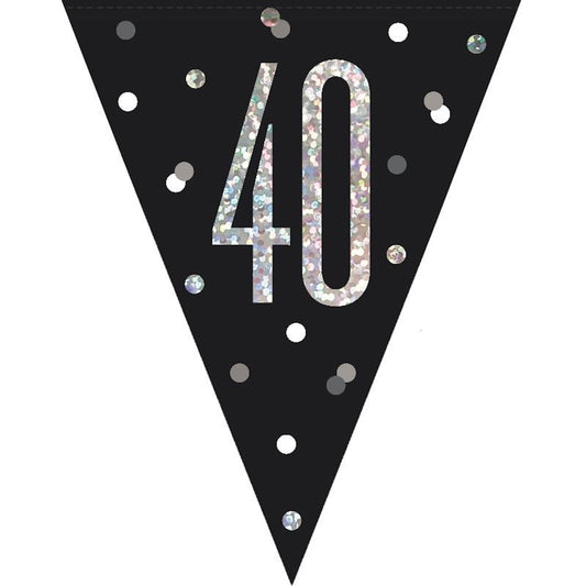 40th Birthday Black Bunting