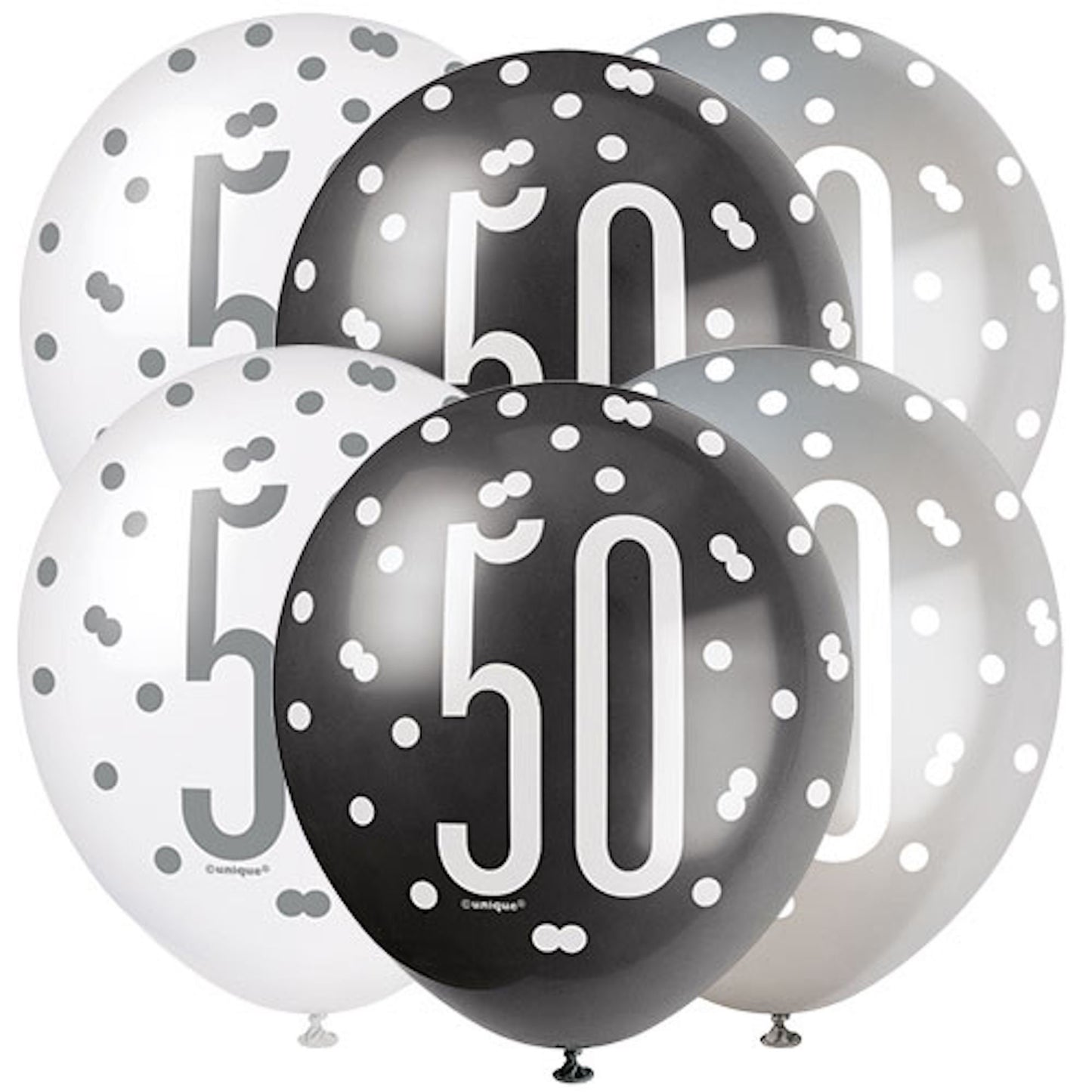 50th Birthday Black Mixed Balloons