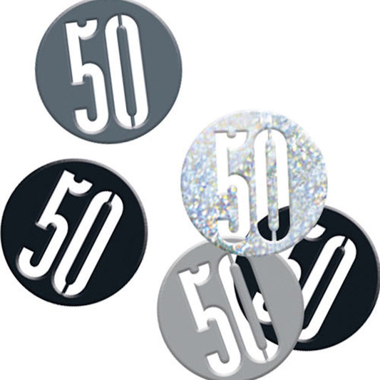 50th Birthday Black Mixed Table Confetti