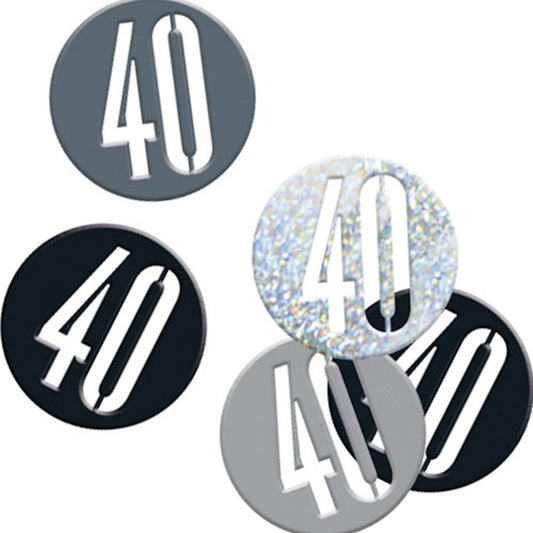 40th Birthday Black Mixed Table Confetti