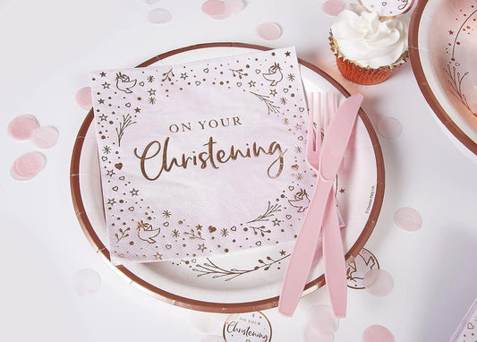 Pink Christening Napkins
